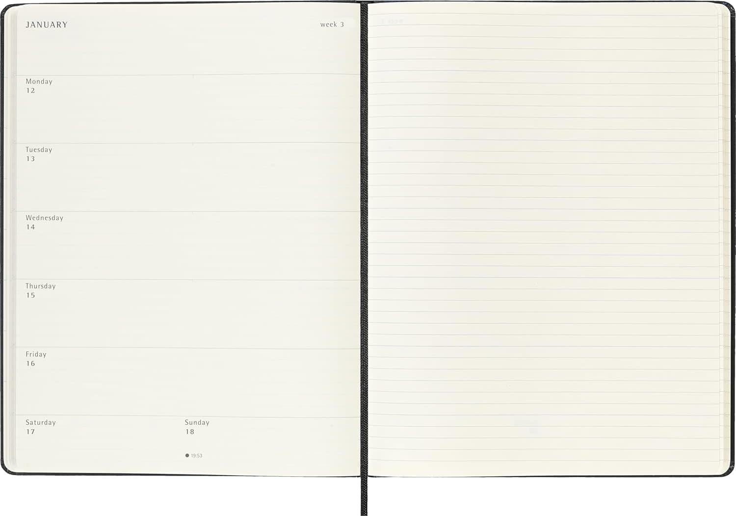 MOLESKINE Agendas 12 Mois Semainier Format Xl 19x25cm Rigide Noir