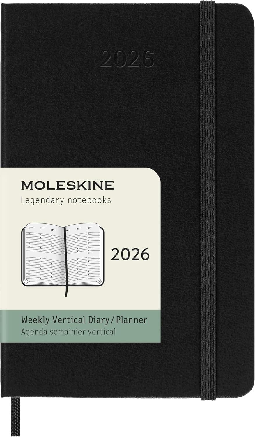 MOLESKINE Agendas 12 Mois Semainier Vertical Format Poche 9x14cm Rigide Noir