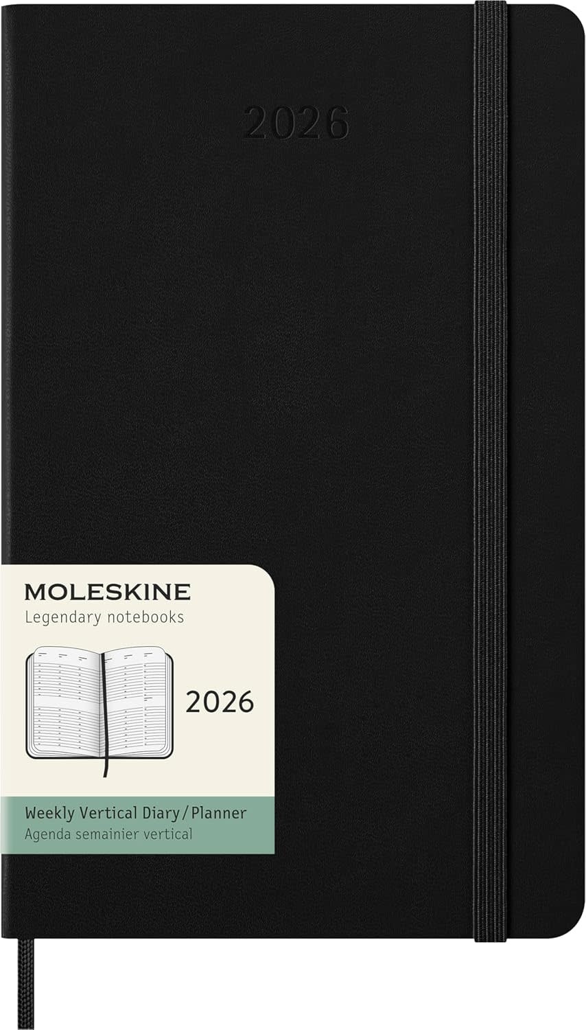 MOLESKINE Agendas 12 Mois Semainier Vertical Grand Format 13x21cm Rigide Noir