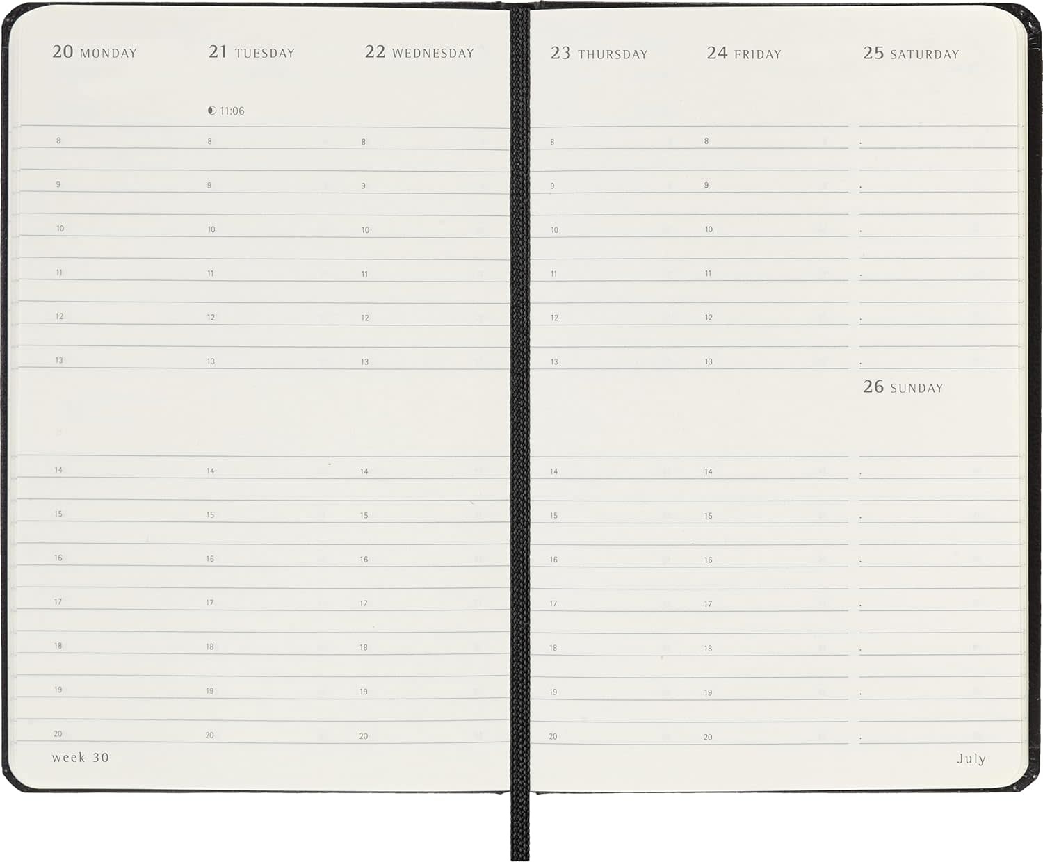 MOLESKINE Agendas 12 Mois Semainier Vertical Grand Format 13x21cm Rigide Noir