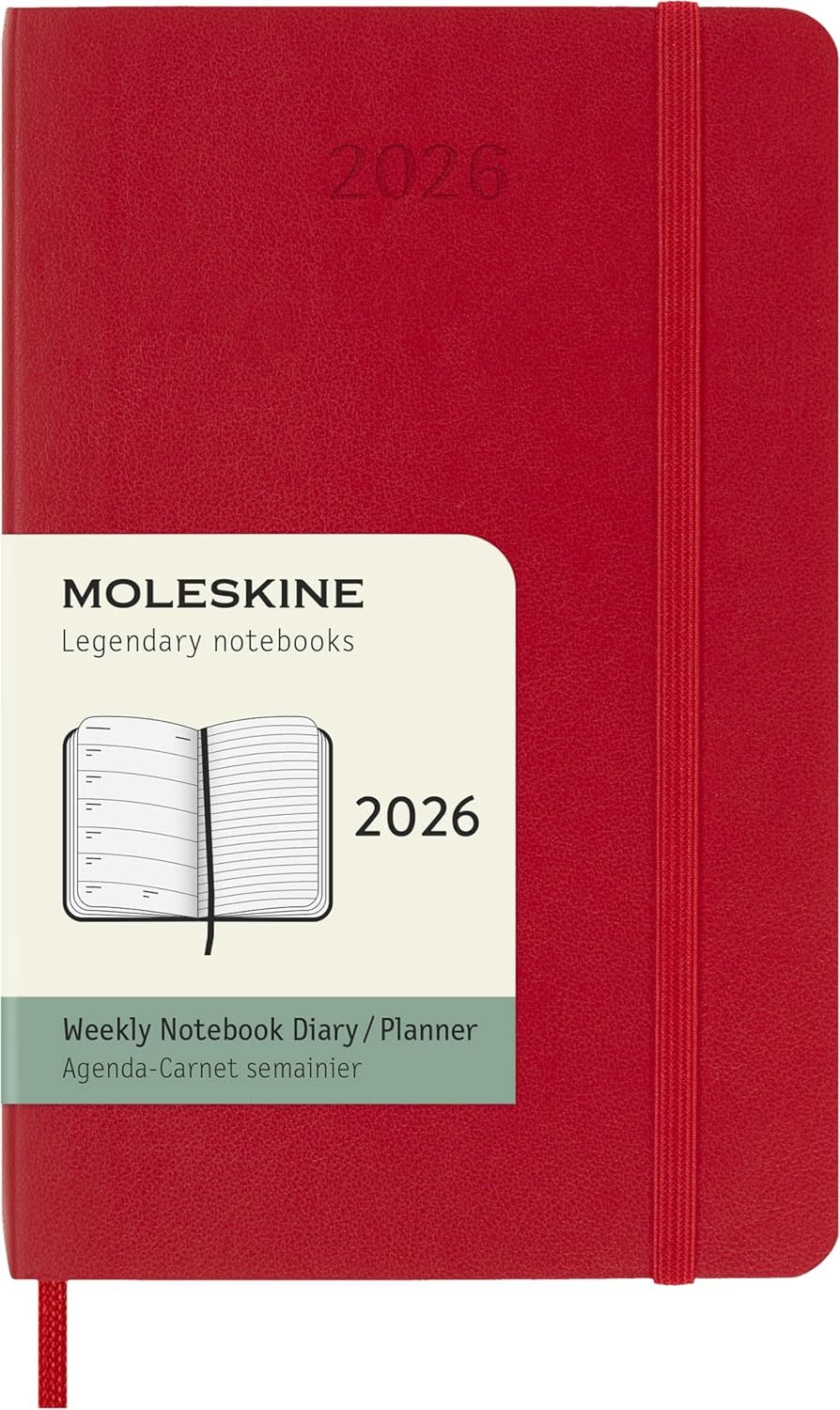 MOLESKINE Agendas 12 Mois Semainier Format Poche 9x14cm Souple Rouge Scarlet