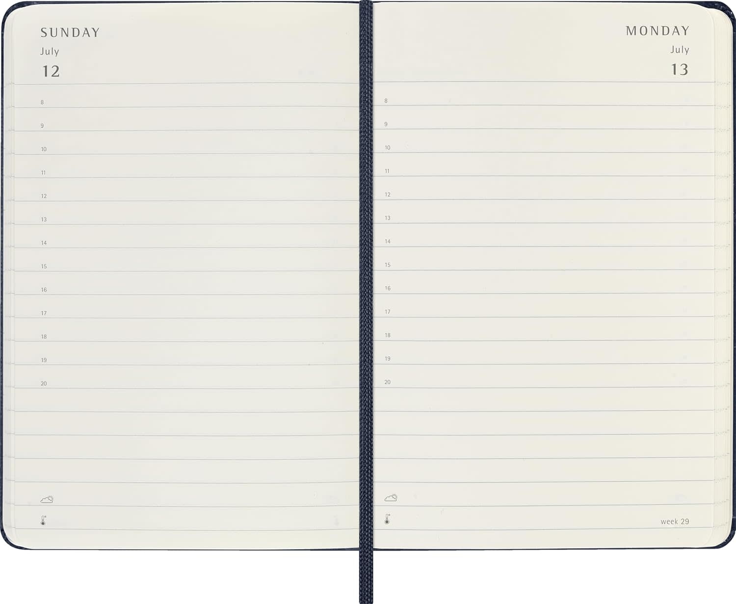 MOLESKINE Agendas 12 Mois Journalier Format Poche 9x14cm Rigide Bleu Saphir