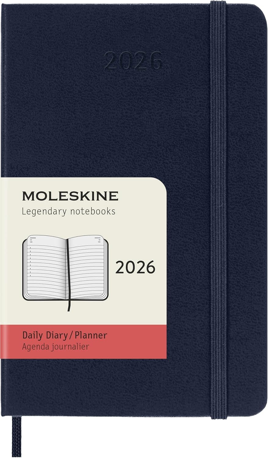 MOLESKINE Agendas 12 Mois Journalier Format Poche 9x14cm Rigide Bleu Saphir