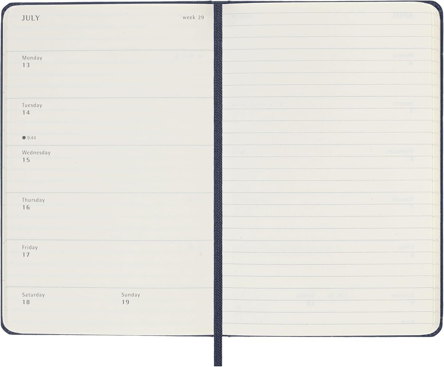 MOLESKINE Agendas 12 Mois Semainier Grand Format 13x21cm Rigide Bleu Saphir