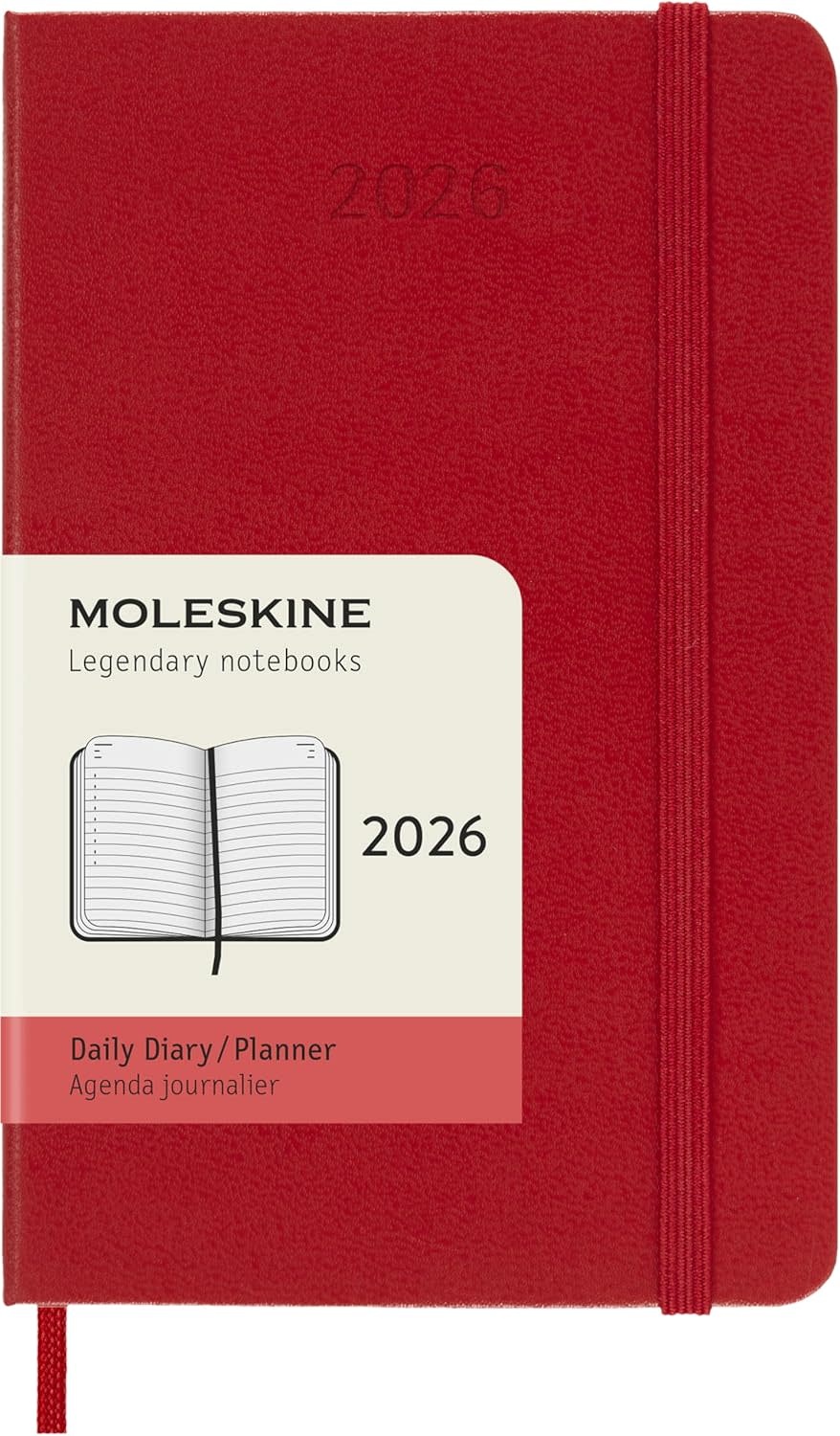 MOLESKINE Agendas 12 Mois Journalier Format Poche 9x14cm Rigide  Rouge Scarlet