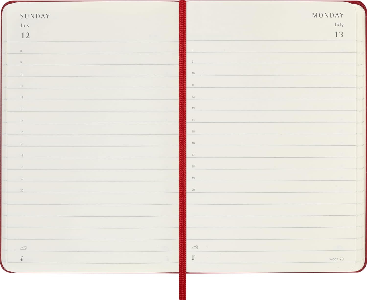 MOLESKINE Agendas 12 Mois Journalier Grand Format 13x21cm Rigide Rouge Scarlet