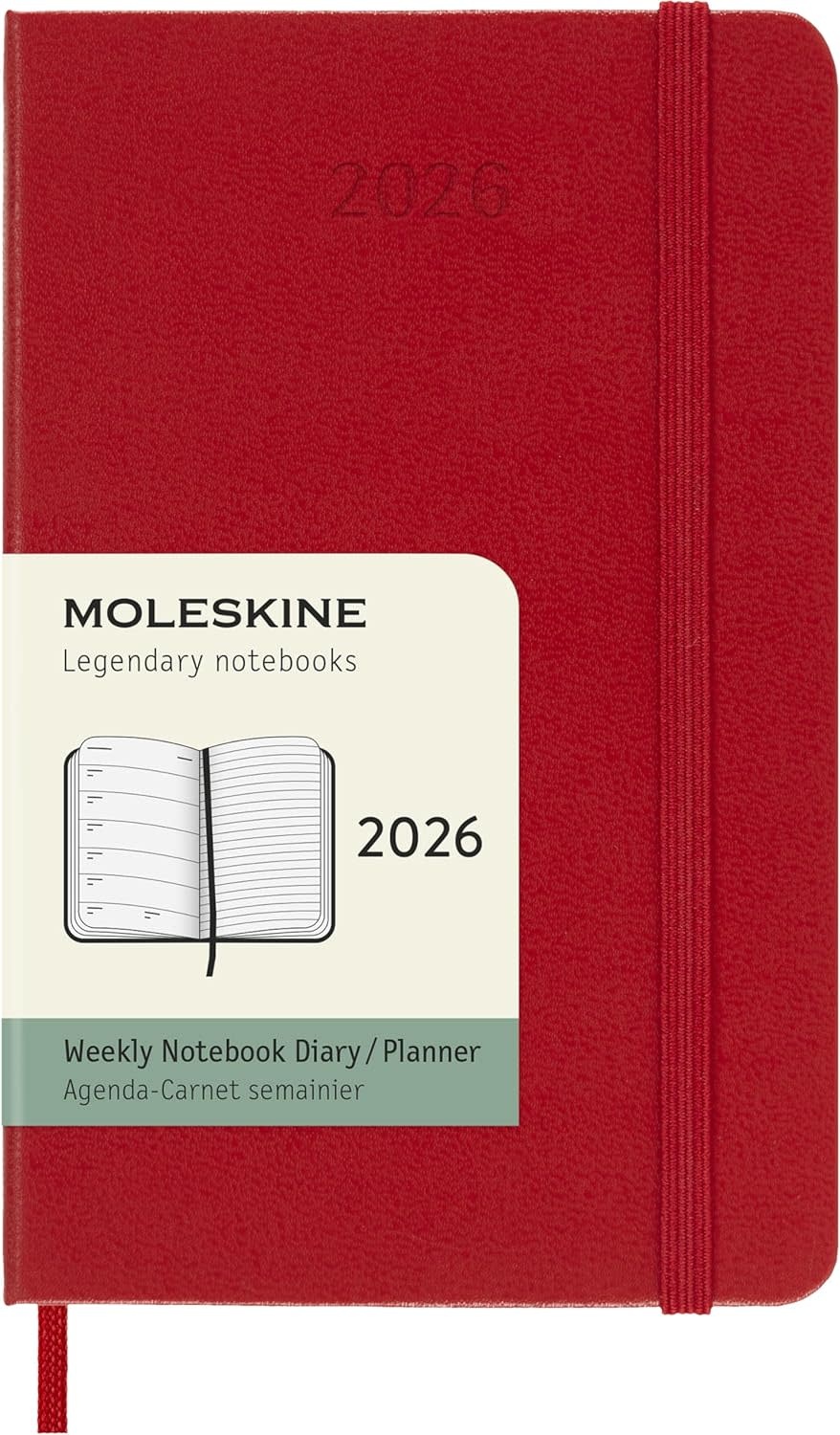 MOLESKINE Agendas 12 Mois Semainier Format Poche 9x14cm Rigide Rouge Scarlet