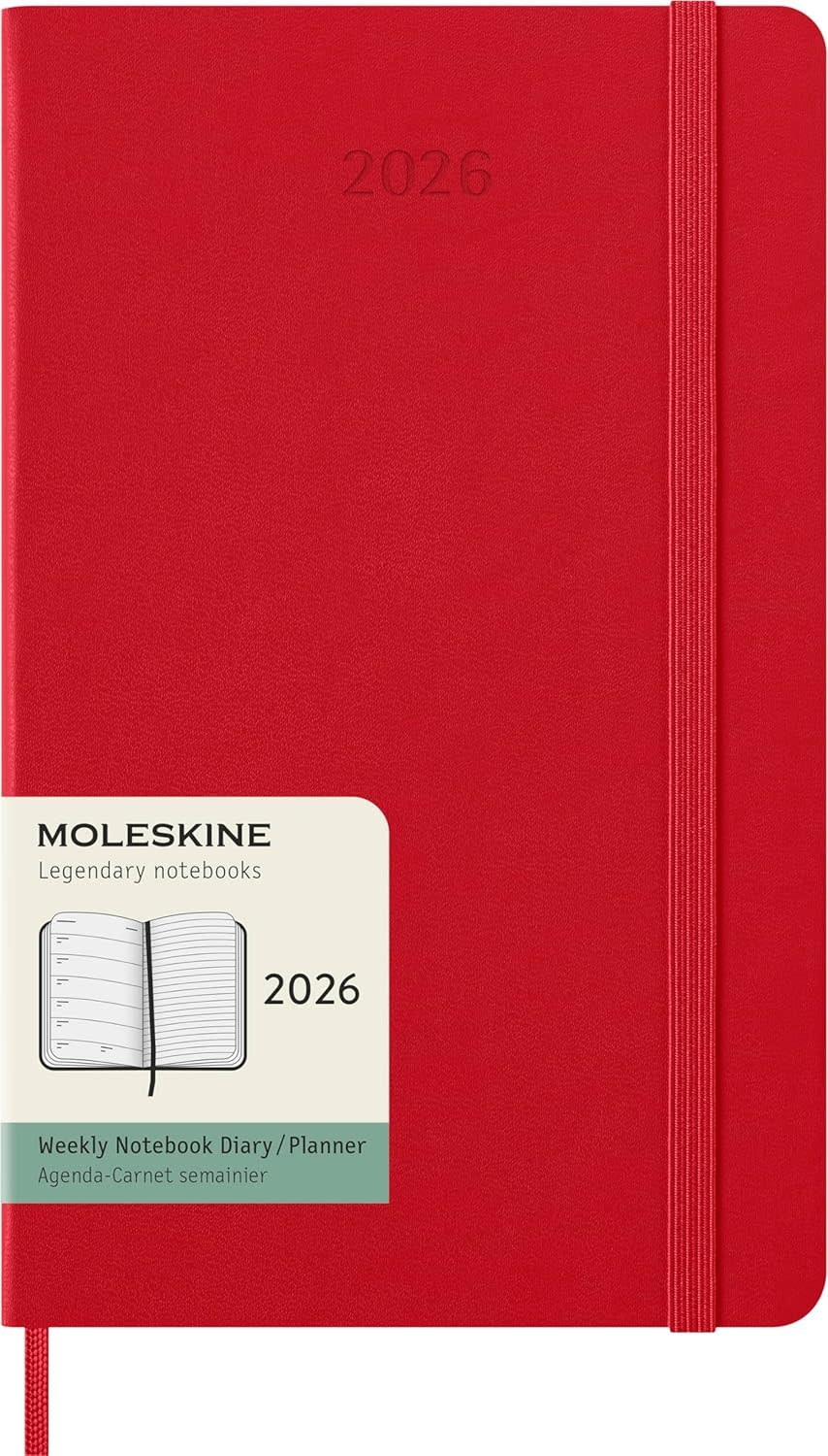 MOLESKINE Agendas 12 Mois Semainier Grand Format 13x21cm Rigide Rouge Scarlet