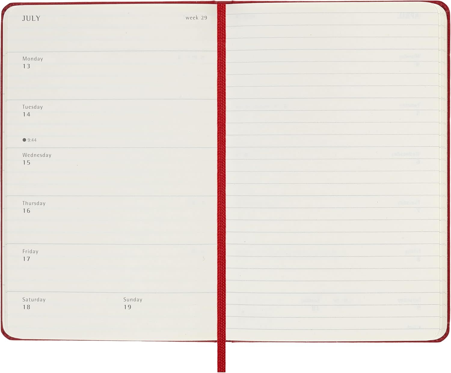 MOLESKINE Agendas 12 Mois Semainier Grand Format 13x21cm Rigide Rouge Scarlet