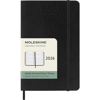MOLESKINE Agendas 12 Mois Semainier Horizontal Format Poche 9x14cm Souple Noir