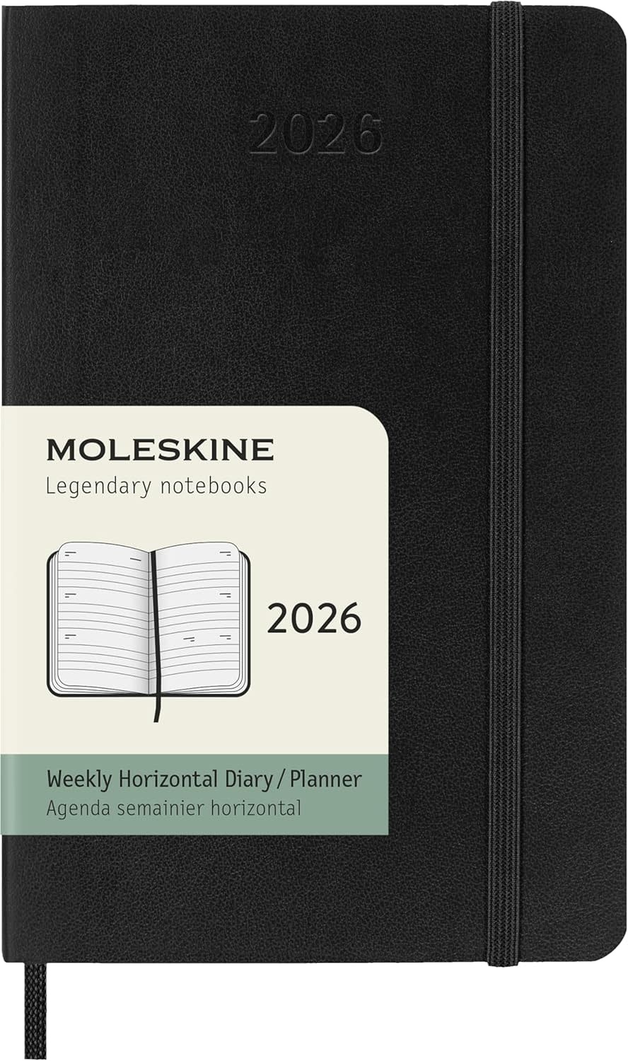 MOLESKINE Agendas 12 Mois Semainier Horizontal Format Poche 9x14cm Souple Noir