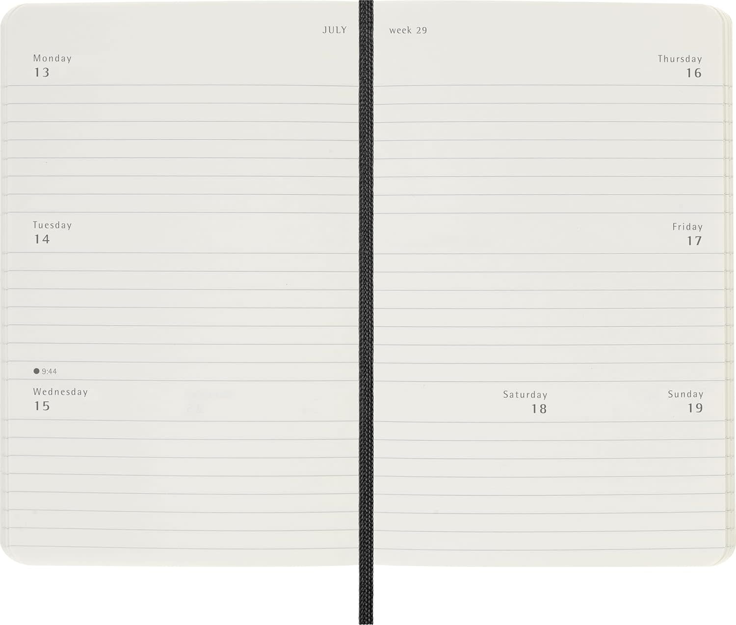 MOLESKINE Agendas 12 Mois Semainier Horizontal Format Poche 9x14cm Souple Noir