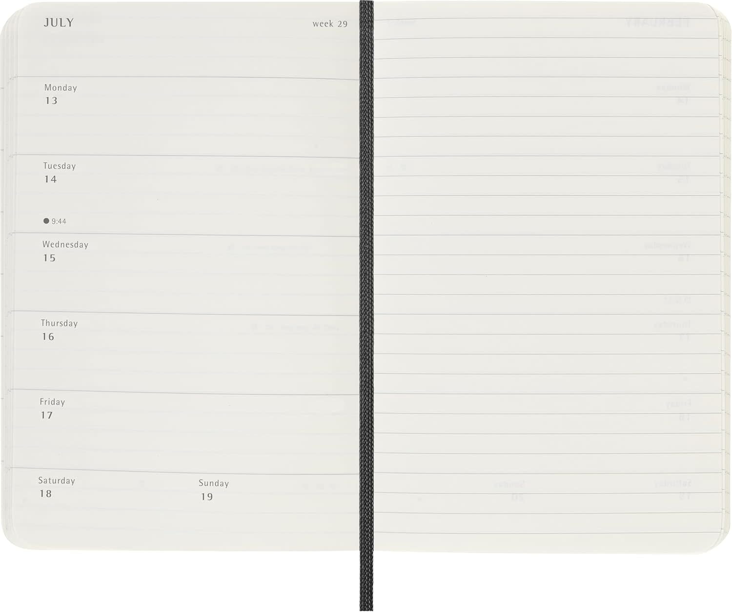 MOLESKINE Agendas 12 Mois Semainier Format Poche 9x14cm Souple Noir