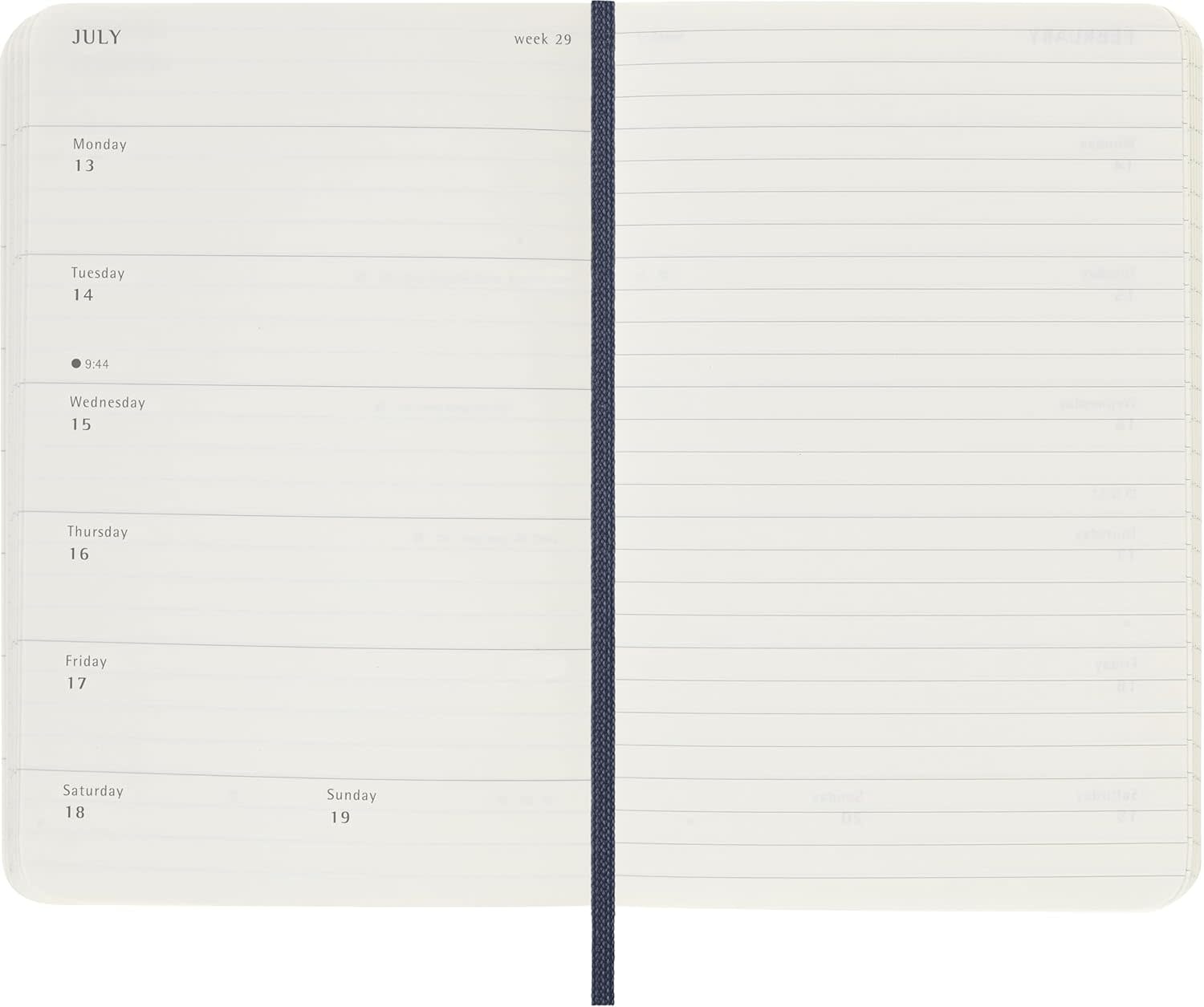 MOLESKINE Agendas 12 Mois Semainier Grand Format 13x21cm Souple Bleu Saphir