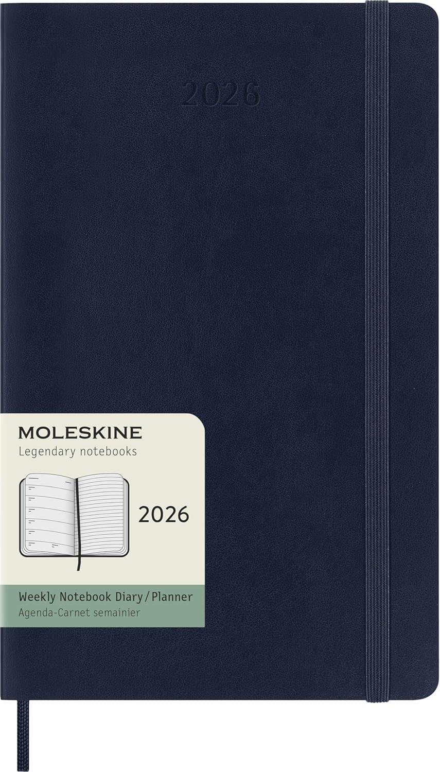 MOLESKINE Agendas 12 Mois Semainier Grand Format 13x21cm Souple Bleu Saphir