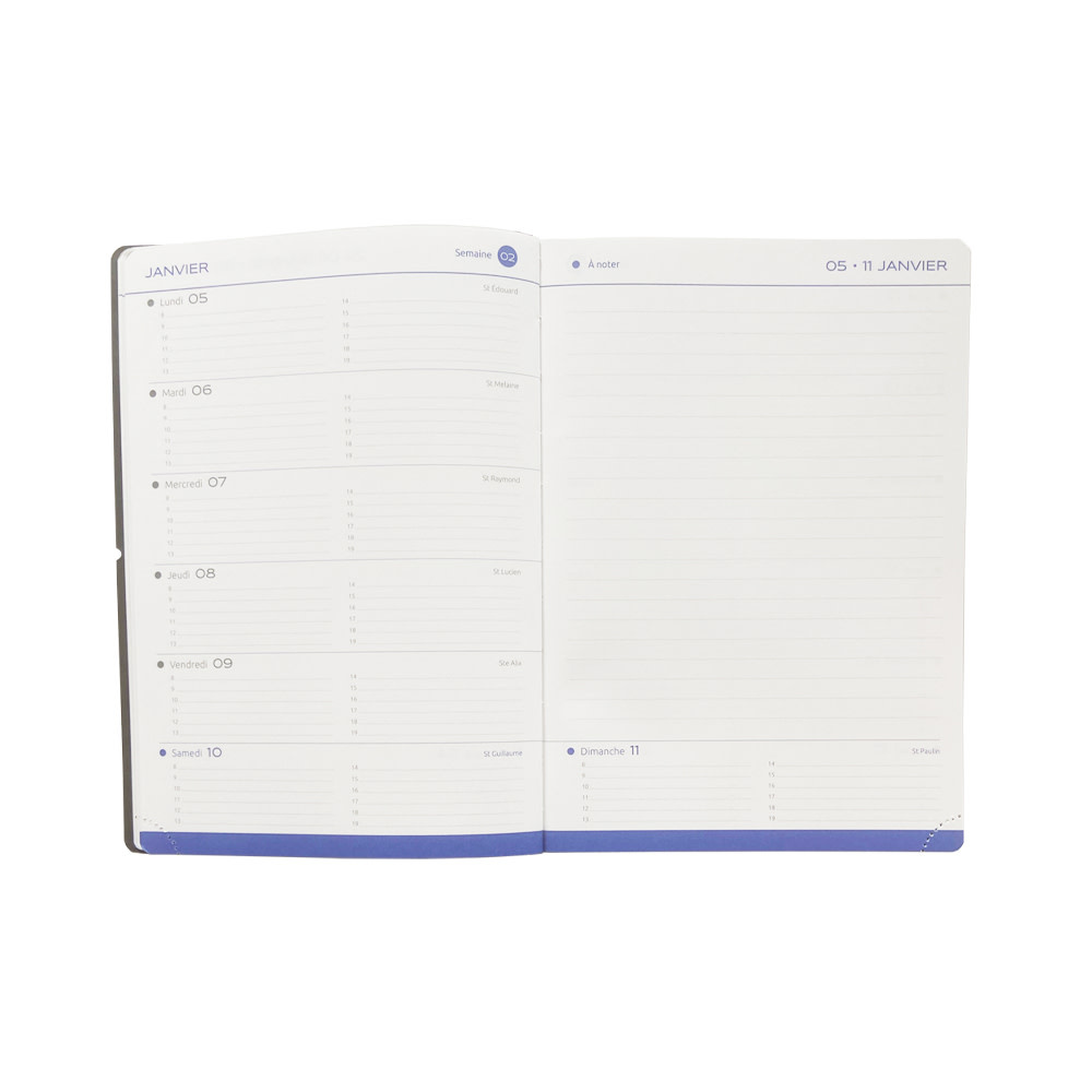 EPOPEE Agenda civil  semainier horizontal + notes  Félicité A5 15x21cm Modèles aléatoires