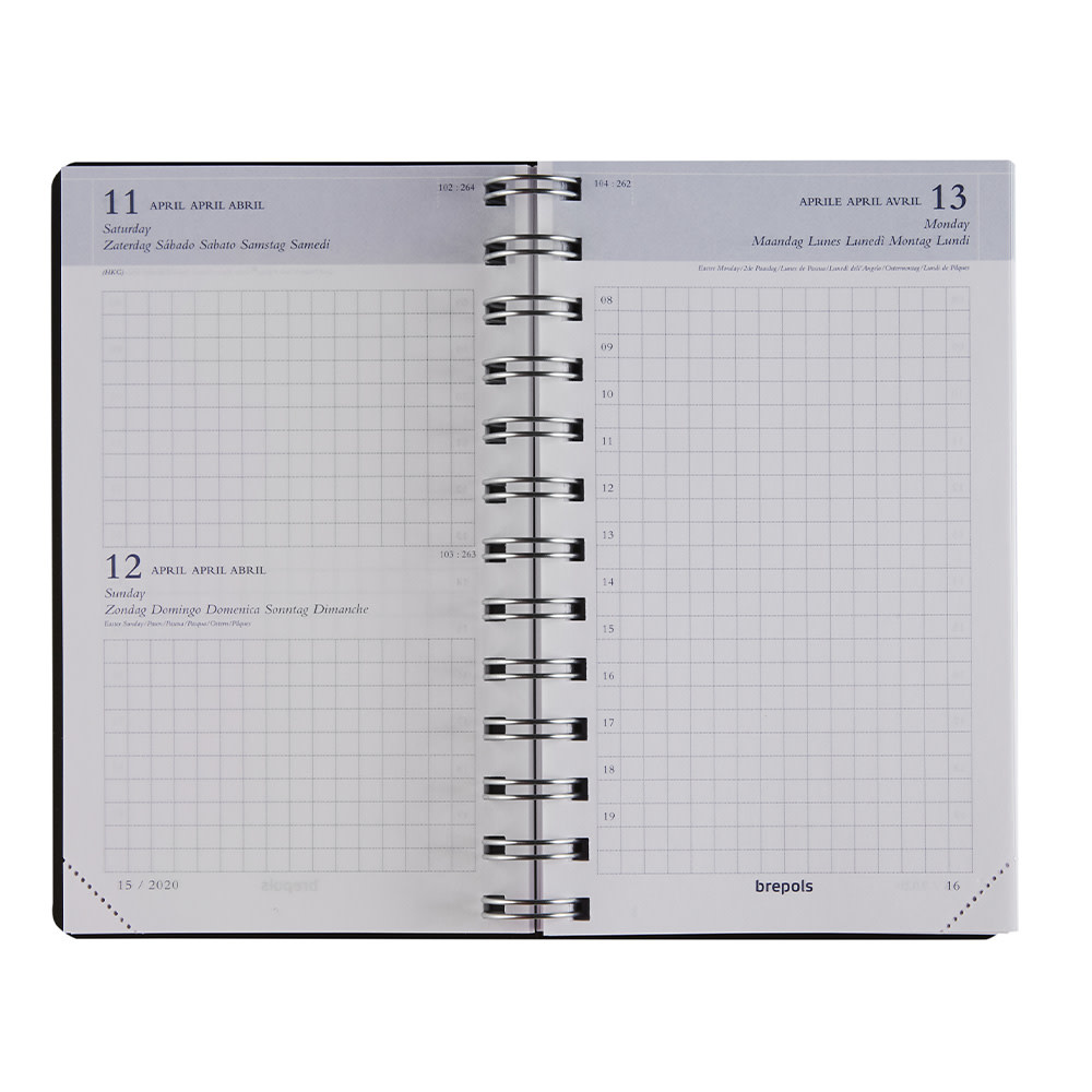 BREPOLS Agenda Building - 1jour - POLYPROP noir 10x16,5cm