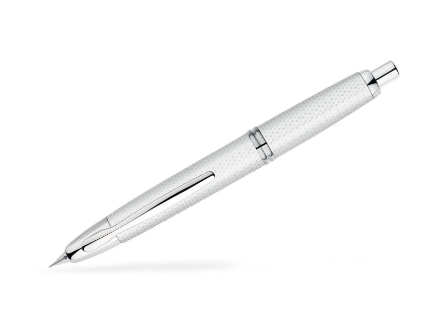PILOT Capless Finitions Rhodiées - Graphite Blanc - Plume Moyenne - En Coffret