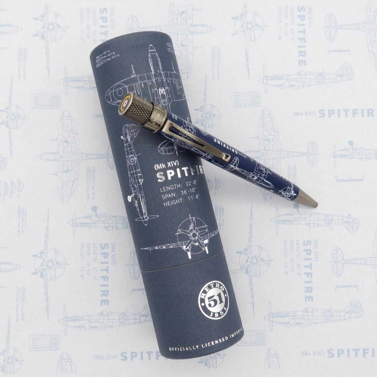 RETRO 51 Tornado Stylo Roller Imperial War Museum Spitfire Blueprint