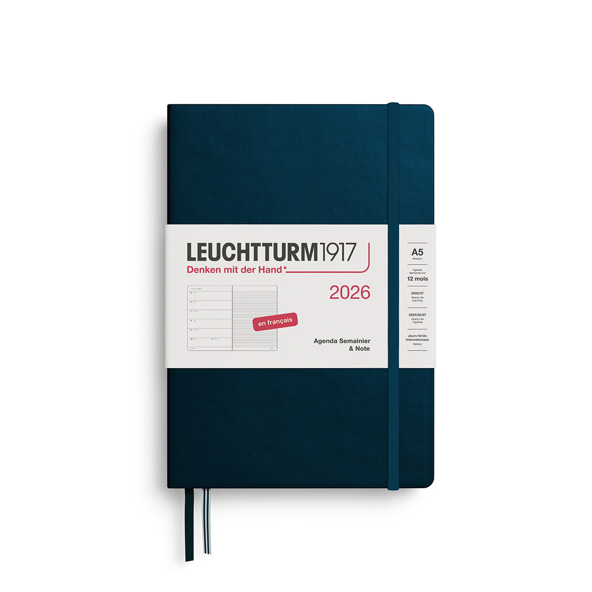 LEUCHTTURM 1917 Agenda Semainier & Carnet de notes Medium (A5) 2026 Deep Sea Français