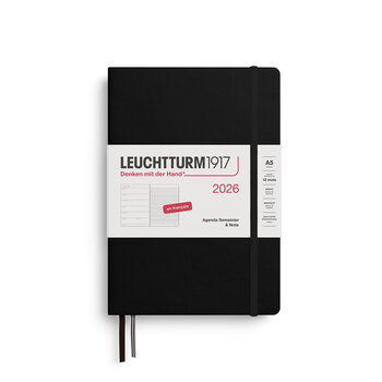 LEUCHTTURM 1917 Agenda Semainier & Carnet de notes Medium (A5) 2026 Noir Français