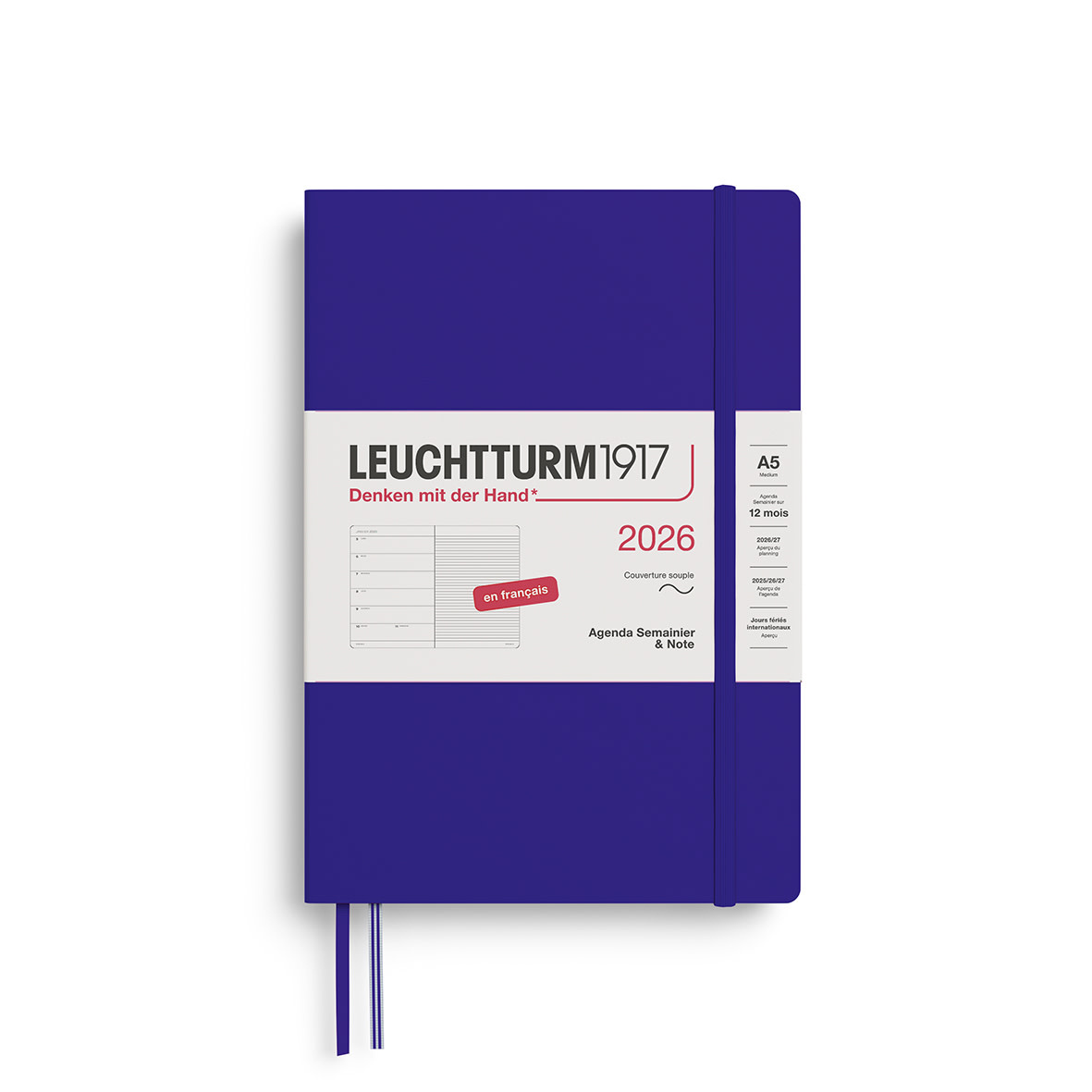 LEUCHTTURM 1917 Agenda Semainier & Carnet de notes Medium (A5) 2026 Ink Couverture souple Français