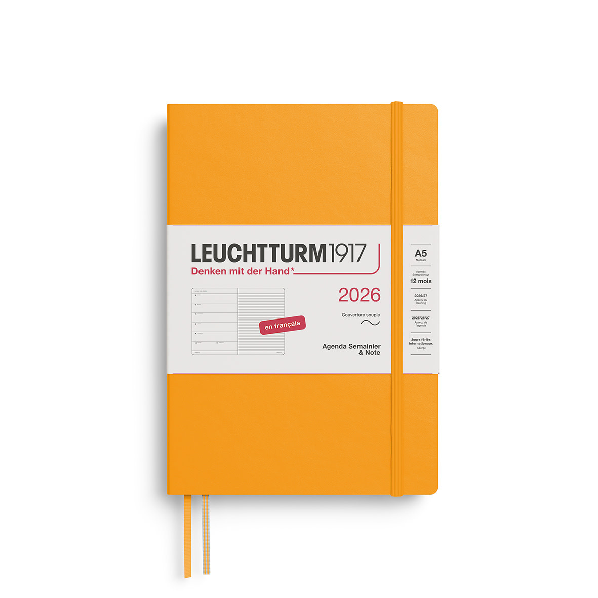 LEUCHTTURM 1917 Agenda Semainier & Carnet de notes Medium (A5) 2026 Rising Sun Couverture souple Français