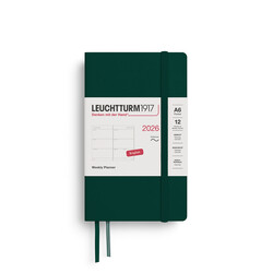 LEUCHTTURM 1917 Agenda Semainier Horizontal Pocket (A6) 2026 Forest Green Couverture souple Anglais