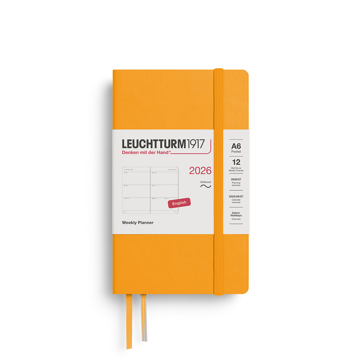 LEUCHTTURM 1917 Agenda Semainier Horizontal Pocket (A6) 2026 Rising Sun Couverture souple Anglais