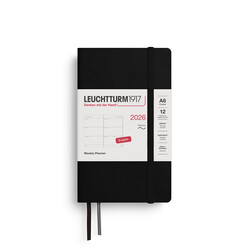 LEUCHTTURM 1917 Agenda Semainier Horizontal Pocket (A6) 2026 Noir Couverture souple Anglais
