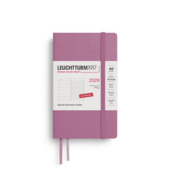 LEUCHTTURM 1917 Agenda Semainier & Carnet de notes Pocket (A6) 2026 Dusty Rose Couverture souple Français