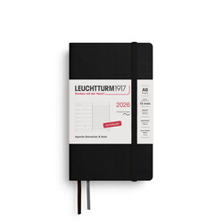 LEUCHTTURM 1917 Agenda Semainier & Carnet de notes Pocket (A6) 2026 Noir Couverture souple Français