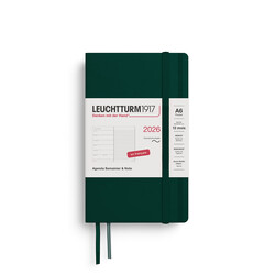 LEUCHTTURM 1917 Agenda Semainier & Carnet de notes Pocket (A6) 2026 Forest Green Couverture souple Français