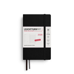 LEUCHTTURM 1917 Agenda Semainier & Carnet de notes Pocket (A6) 2026 Noir Français