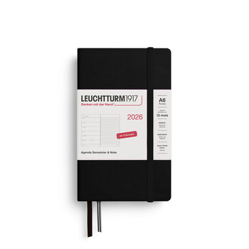 LEUCHTTURM 1917 Agenda Semainier & Carnet de notes Pocket (A6) 2026 Noir Français