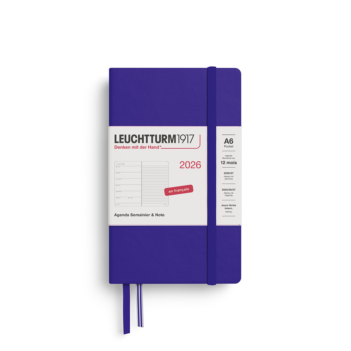 LEUCHTTURM 1917 Agenda Semainier & Carnet de notes Pocket (A6) 2026 Ink Français