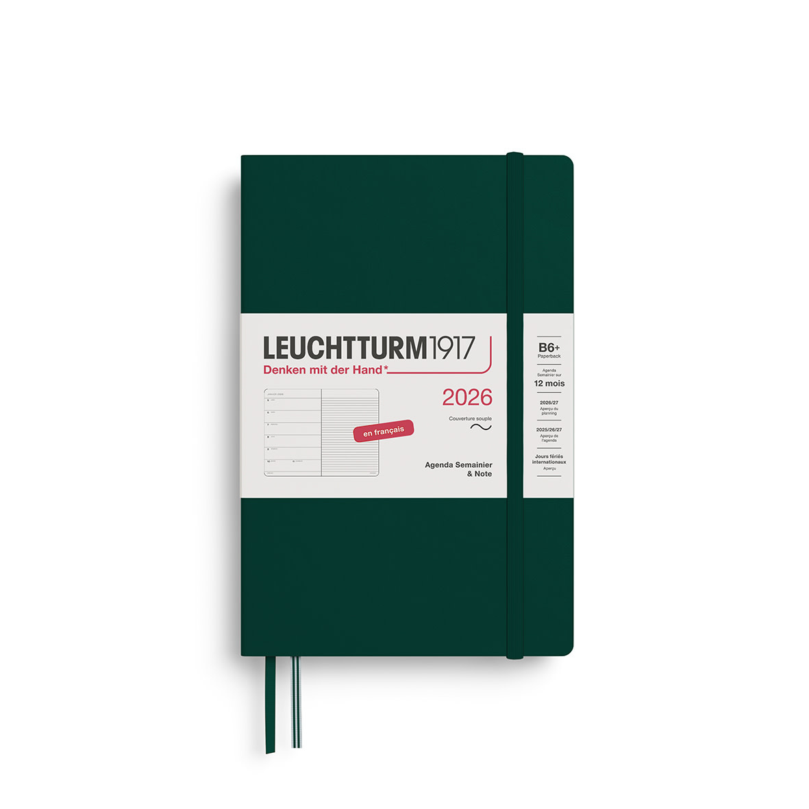 LEUCHTTURM 1917 Agenda Semainier & Carnet de notes Paperback (B6+) 2026 Forest Green Couverture souple Français