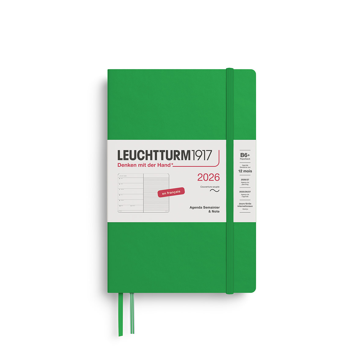 LEUCHTTURM 1917 Agenda Semainier & Carnet de notes Paperback (B6+) 2026 Spring Leaf Couverture souple Français