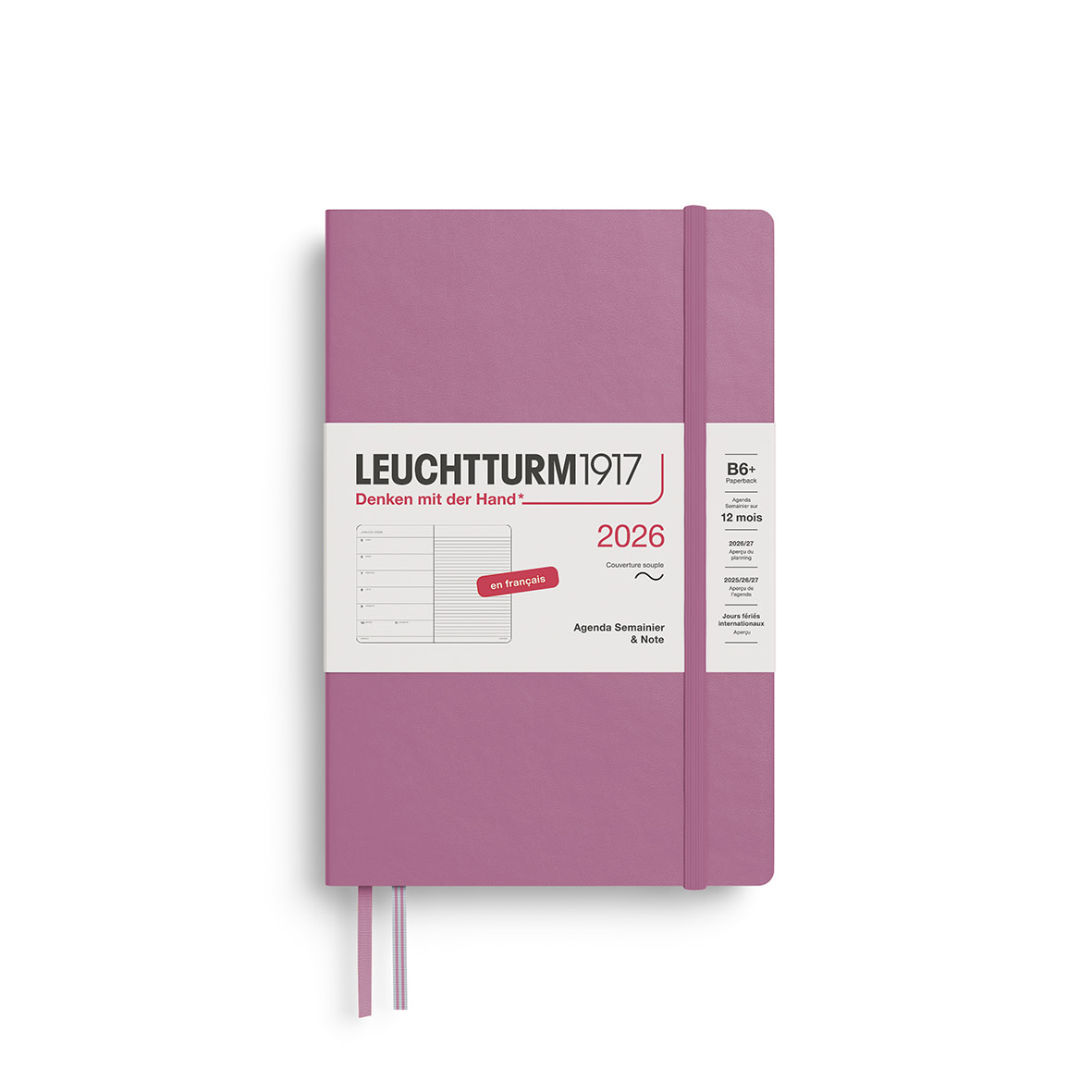 LEUCHTTURM 1917 Agenda Semainier & Carnet de notes Paperback (B6+) 2026 Dusty Rose Couverture souple Français