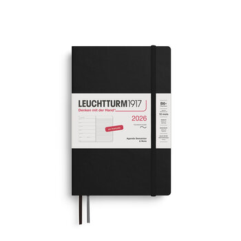 LEUCHTTURM 1917 Agenda Semainier & Carnet de notes Paperback (B6+) 2026 Noir Couverture souple Français