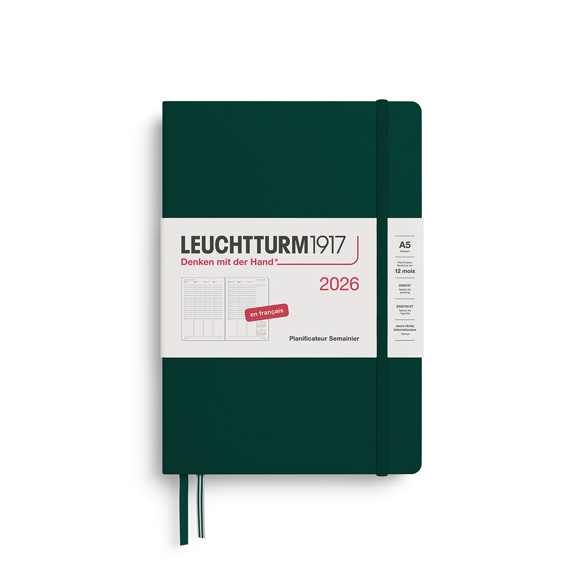 LEUCHTTURM 1917 Agenda Planificateur Semainier Medium (A5) 2026 Forest Green Français