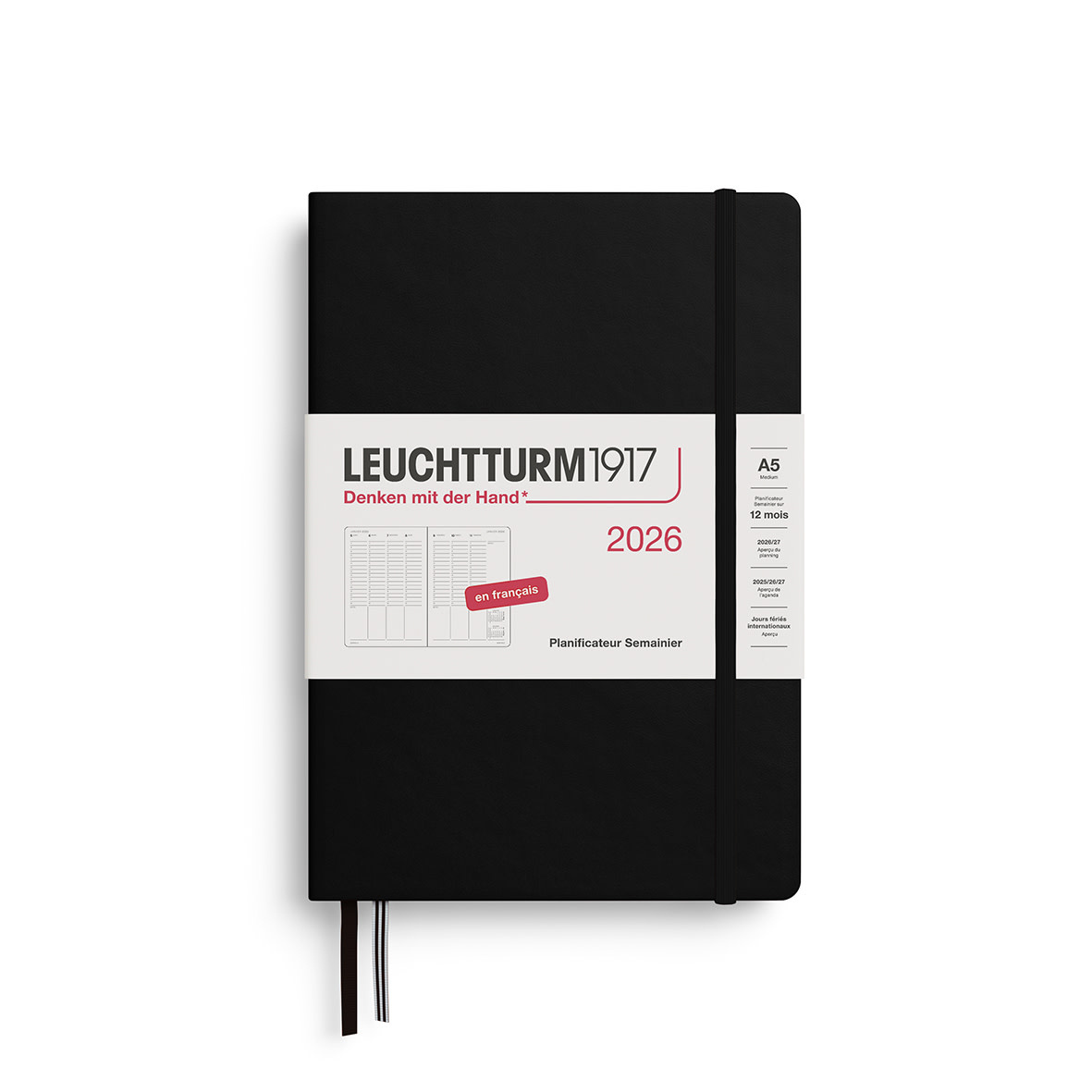 LEUCHTTURM 1917 Agenda Planificateur Semainier Medium (A5) 2026 Noir Français