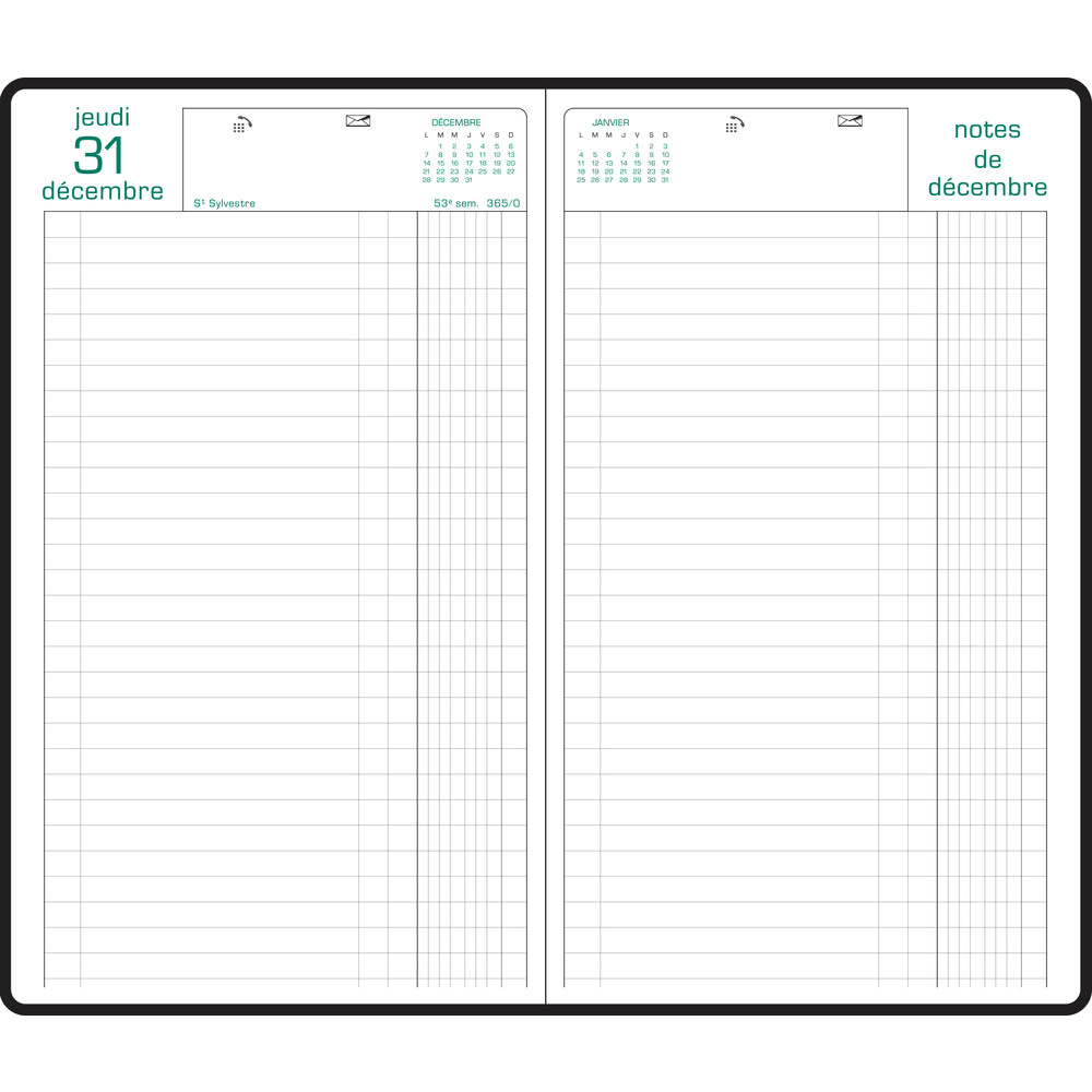 EXACOMPTA Agenda de bureau Comptoir Euro et cents 15 x 27 cm Journalier 2026 - Noir