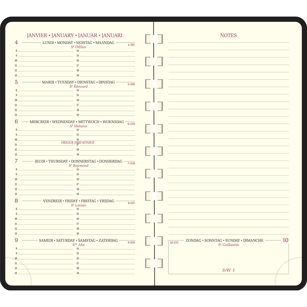 EXACOMPTA Agenda de poche Espace 16S Spiralé Bellagio 9 x 16 cm Semainier Janvier à Décembre 2026 - Couleurs assorties