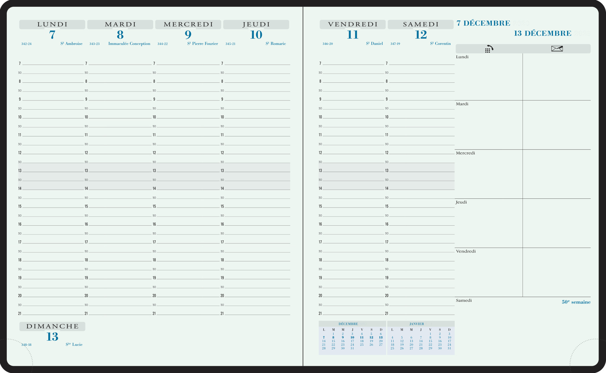 EXACOMPTA Agenda de bureau Horizons 27 Bellagio 27x21 cm Semainier Décembre 2025 à Décembre 2026 - Couleurs assorties