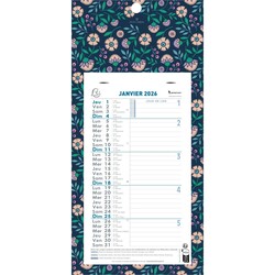 EXACOMPTA Calendrier mensuel Mini Labo avec feuillets détachables 13 x 23 cm sur support plaque imprimée 16 x 33 cm 2026 - Modèles aléatoires