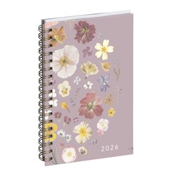 EXACOMPTA Agenda de poche Eurotime 16W spiralé Chemin des Marettes recyclé 9x16 cm Semainier - Rose