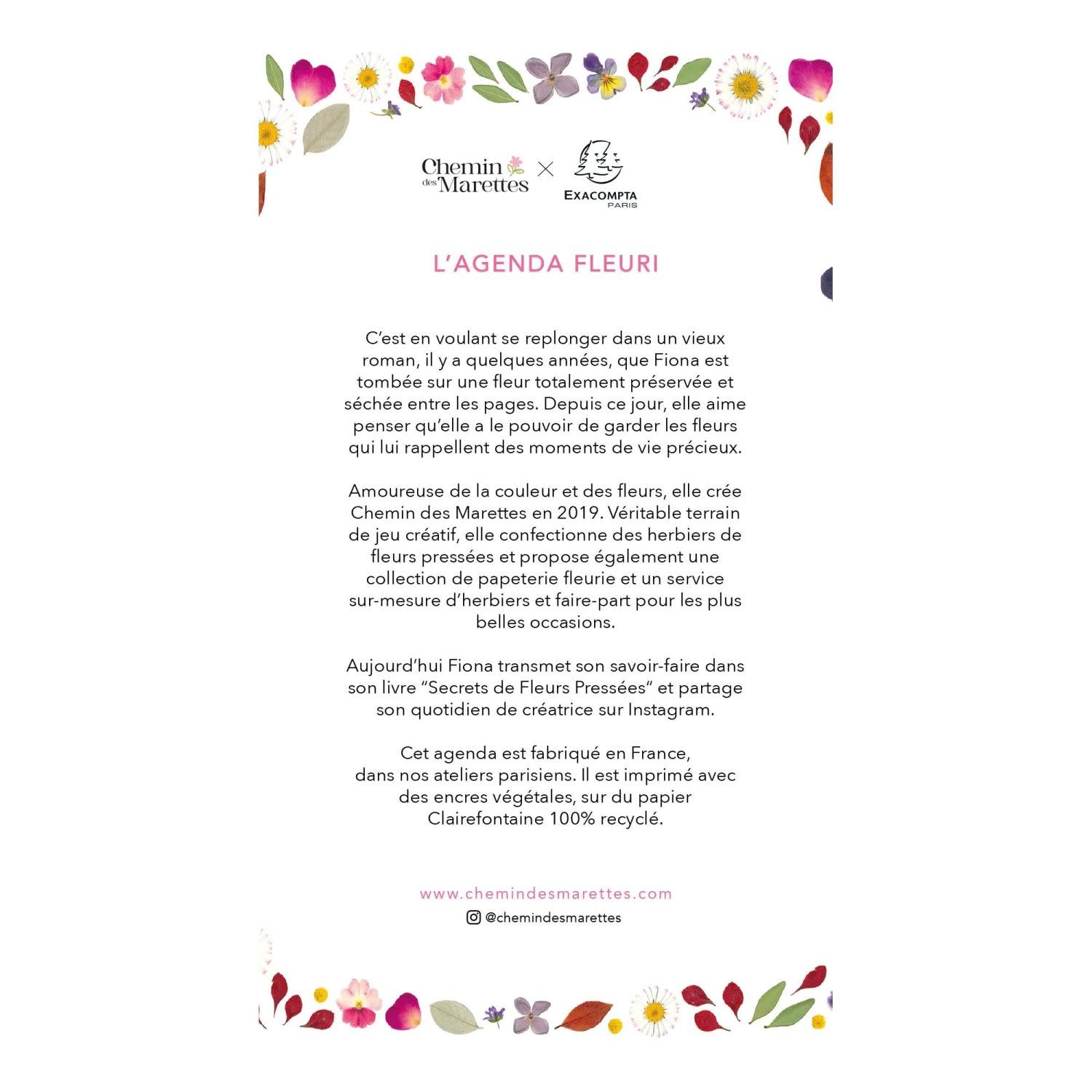 EXACOMPTA Agenda de poche Eurotime 16W spiralé Chemin des Marettes recyclé 9x16 cm Semainier - Rose