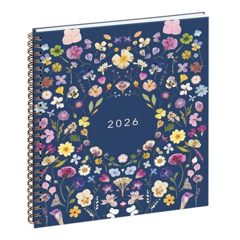 EXACOMPTA Agenda de bureau Eurotime 22W spiralé Chemin des Marettes recyclé 18,5 x 22,5 cm Semainier bleu