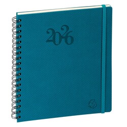 EXACOMPTA Agenda de bureau Eurotime 18W spiralé Swan 15 x 17 cm Semainier Janvier à Décembre 2026 - Couleurs aléatoires